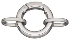 Clasp, Self Closing, 2 Large Stainless Steel 21mm Round Hinged Bail w/ Jump Ring