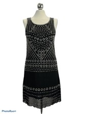 Parisian Black Chiffon and Silver Studded Shift Dress Size S/M Party Evening