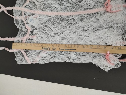 Vtg 80s Lingerie White Lace Teddy Garters Hose Seductive Undercover Wear Small - Picture 7 of 14