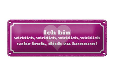 Blechschild Spruch 27x10cm bin wirklich froh dich zu kennen Deko Schild tin sign