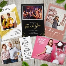Personalised Photo Birthday Thank You Cards - All ages 30th, 40th 60th ((H7) )