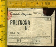 Biglietto Teatro Cinema MIGNON Milano Poltrona j 194