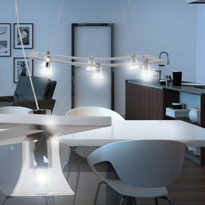 LED Decken Pendel Hänge Lampe Leuchte Beleuchtung Edelstahl Wohn Schlaf