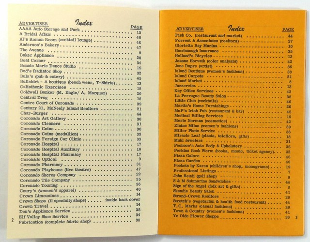 1982 HOTEL DEL CORONADO California Room Service Menu & Directory & City