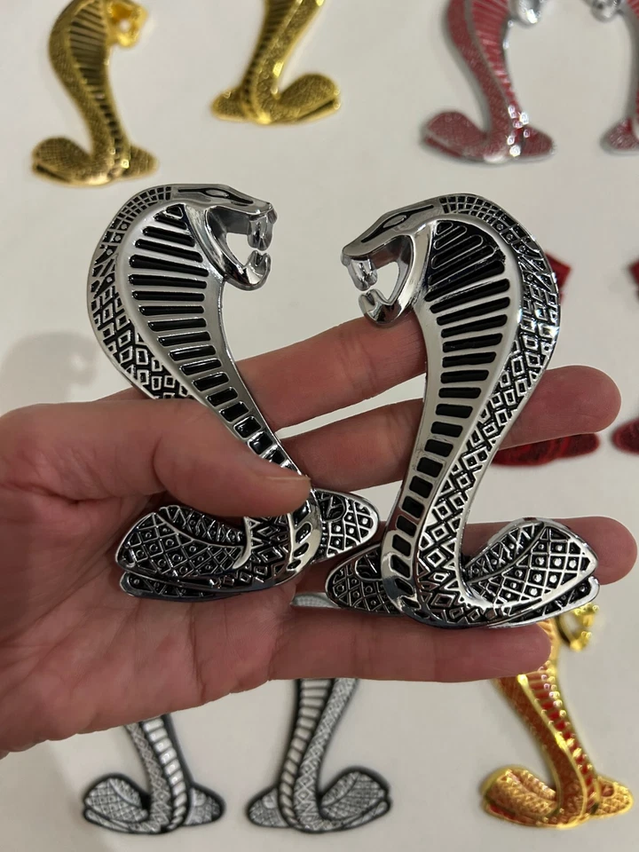 Metal Cobra Snake Dash Shelby Guardabarros Rejilla Emblemas Insignia Ford Mustang 3.75 pulgadas Foto 3 de 4