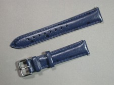 echt Straußenleder Uhrenarmband D-Blau  18mm Gepolstert Edelstahlschließe 4418