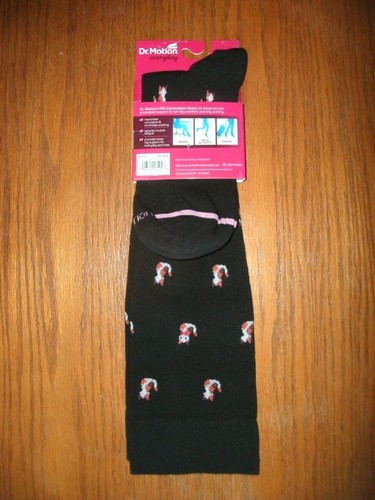 NEW Womens Dr. Motion Knee High Kitty Cat Print Mild Compression Socks black - Picture 4 of 4