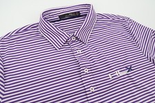 Ralph Lauren RLX Mens Large Purple Striped Wicking Performance Golf Polo Shirt