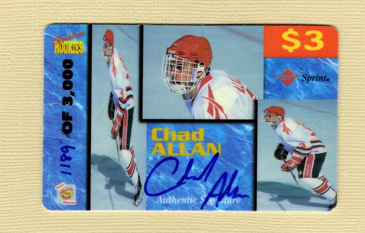 1995 Signature Rookies Hockey Phone Card Autograph Chad Allan