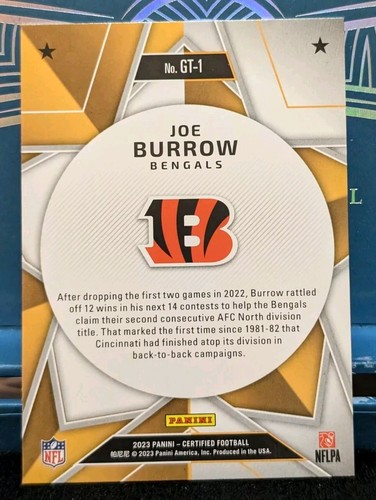 2023 Panini Certified Football - Joe Burrow #GT-1 - Gold Team Cincinnati Bengals - Picture 15 of 21