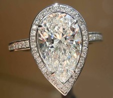 Halo 5.41CT White Bright Simulated Multi Sapphire Wedding Ring Real 935 Silver