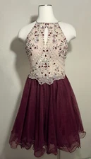 Blondie Nites by Stacy Sklar Tulle Embellished Sleeveless Mini Prom Dress