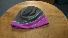 LL Bean Colorblock Fleece Hat Cap Beanie Girl Kids Youth Size M Gray Purple