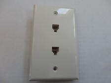 UL Listed Modular Telephone Duplex Wall Jack Plate RJ11, 6P4C, White Color