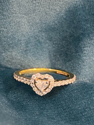 Pave 0,40 Cts Rotondo Cuore Taglio Diamanti Anniversario Anello In 750 18K Oro - Foto 9 di 12