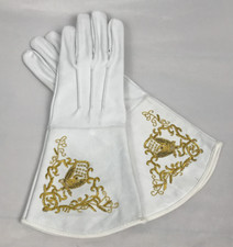 White Gauntlet with Embroidered Eagle Motif - Size Medium