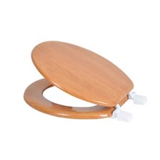HARD WOOD STANDARD ROUND TOILET SEAT, MAPLE LOOK WOODGRAIN