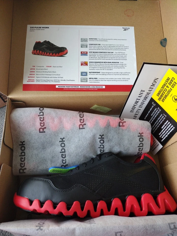 Tênis masculino e tênis esportivo Reebok Work Zig Pulse Work SD10 biqueira comp tamanho 11W - Imagem 2 de 4