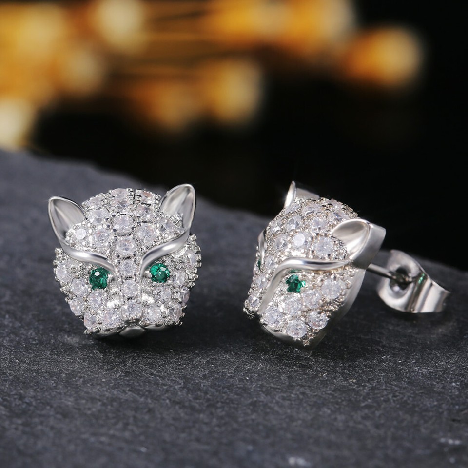 Huitan Brand Earrings Leopard Print 925 Silver Filled Stud