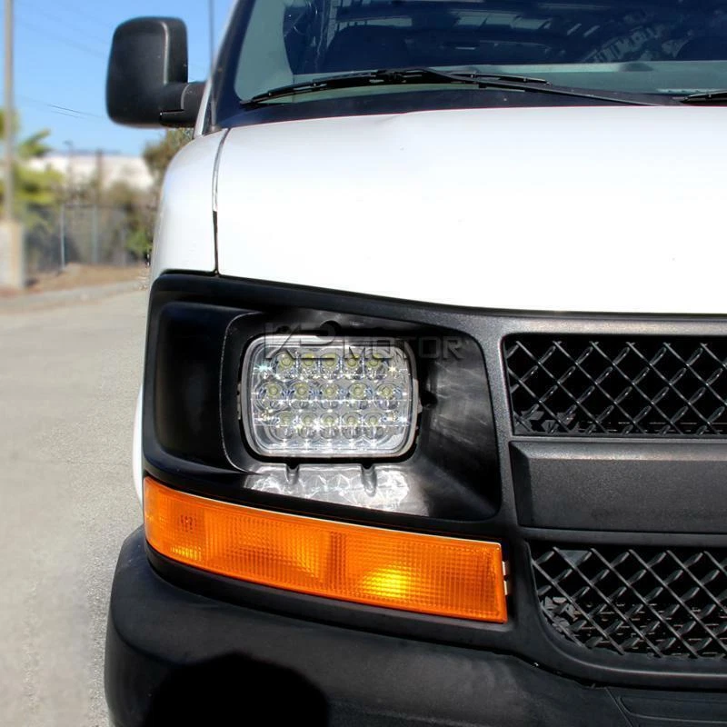 Pair 7X6" Chrome LED Headlights Hi/Lo Beam fit GMC C1500 C2500 C3500 1979-1986 - Image 3 of 4