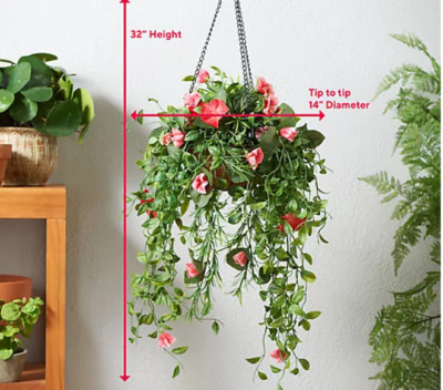 Garden Reflections 14'' Faux Morning Glory Hanging Basket Choose Color M79797