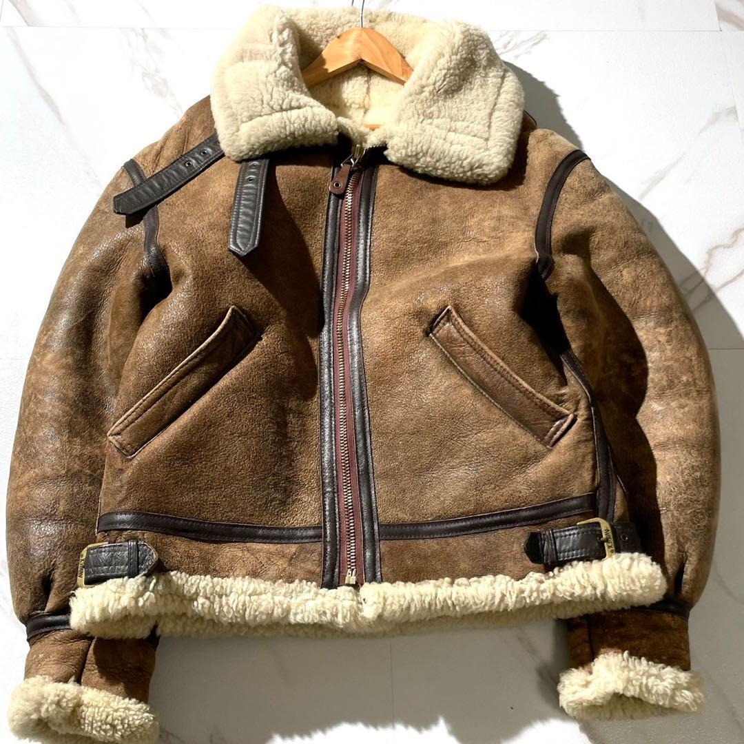 AVIREX B-3 SHEEPSKIN FLIGHT Mouton LEATHER BROWN JACKET USA AVIREX B-3 SHEEPSKIN FLIGHT Mouton LEATHER BROWN JACKET USA
