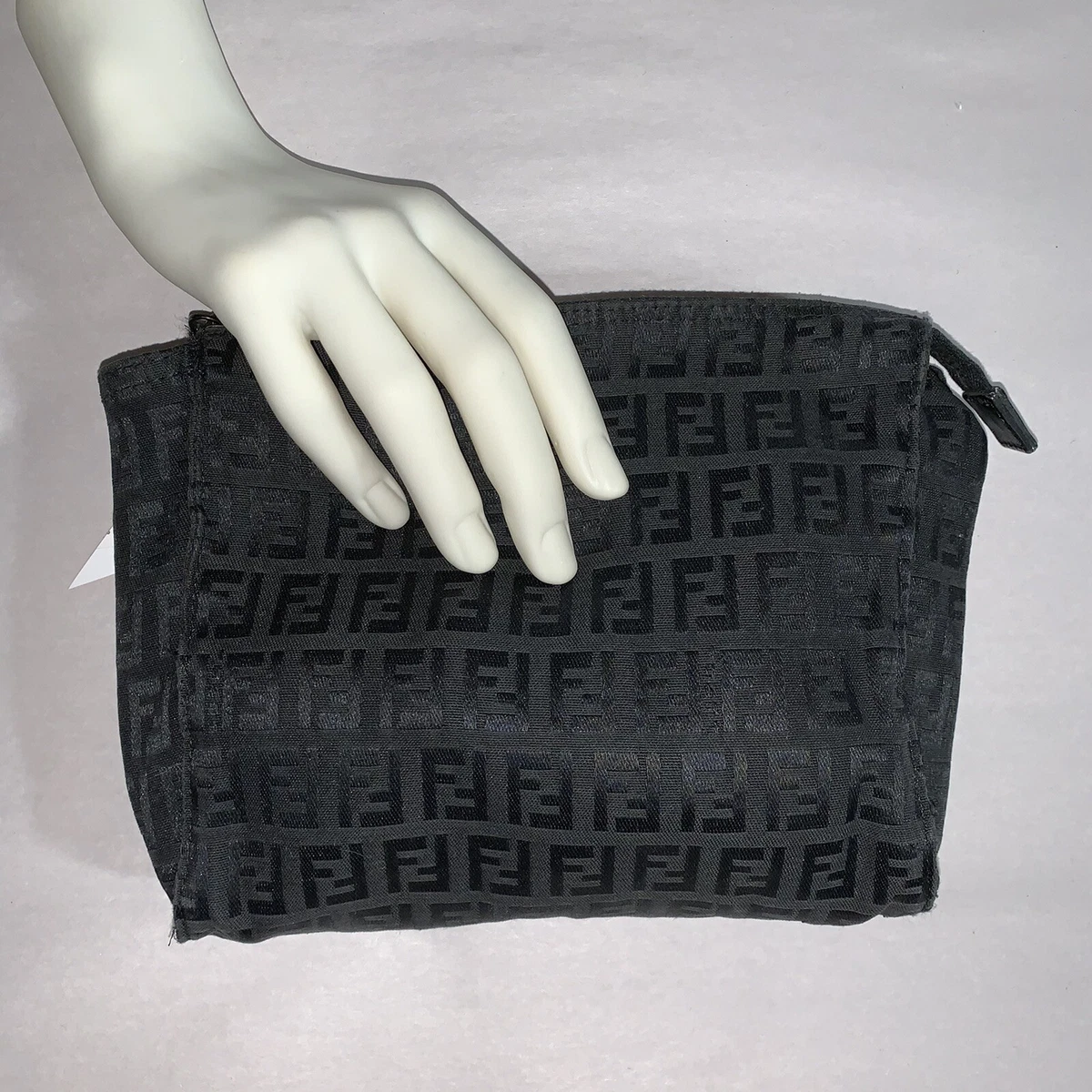 Fendi Baguette Pouch Jacquard FF Motif Grey/Black