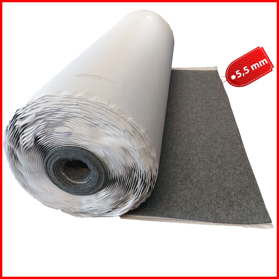 MAXGESCHÄFT Filz 5,5mm Selbstklebend Grau Filzstoff 50x150cm 550g/m2 meterwar stoff AUTOFILZ