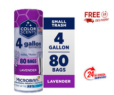 Small Trash Bags - 4 Gallon, 80 Bags 1 Pack of 80 Count , Twist Tie - Lavender