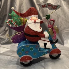 Pier 1 One VTG SANTA CLAUS MOPED HOHOHO GROOVY SACK CHRISTMAS 10.75” EUC V RARE