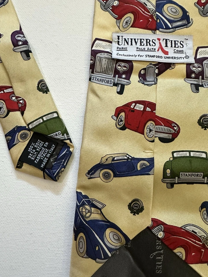 Corbata rara UniversiTies de M. LaHart Stanford University Cars 100 % seda Italia Foto 3 de 4