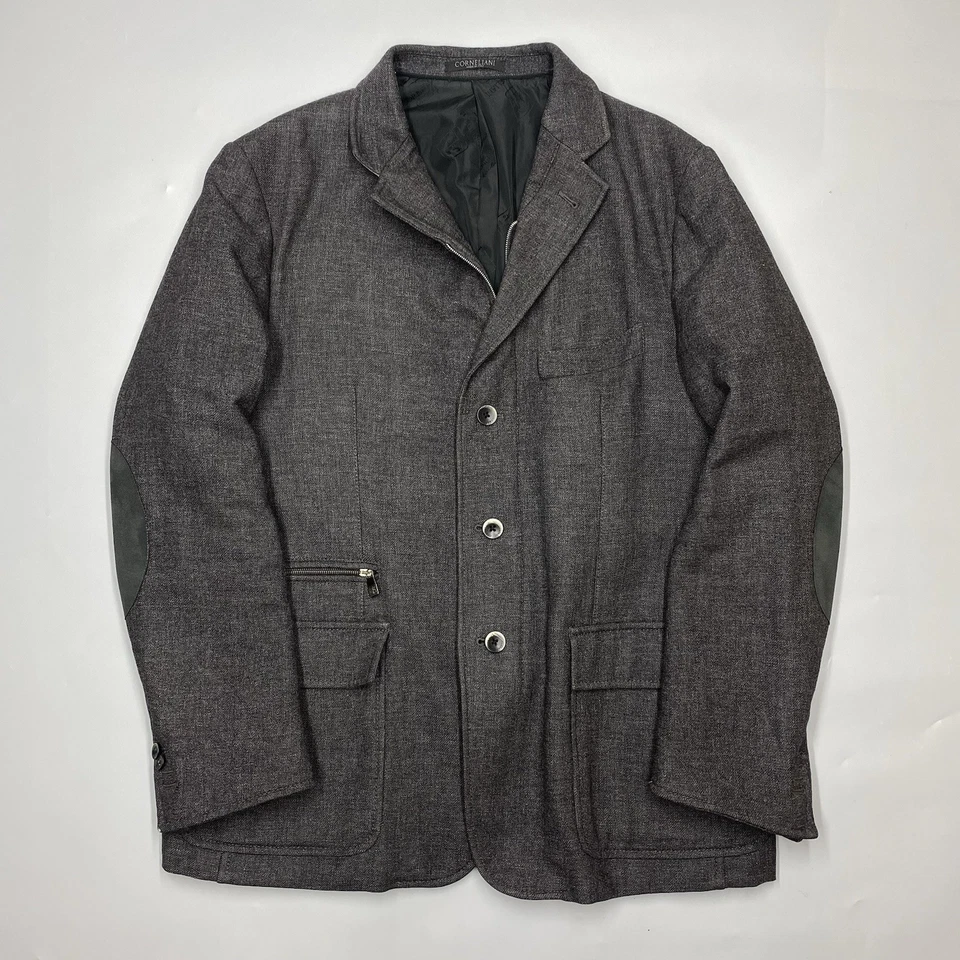 Corneliani ID Identity Hybrid Gray Wool Cashmere Zip Blazer Jacket Size 54R - Image 3 of 4