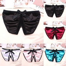 Irresistible Silk Satin for lingerie Underwear with Crotchless Thong Gstring