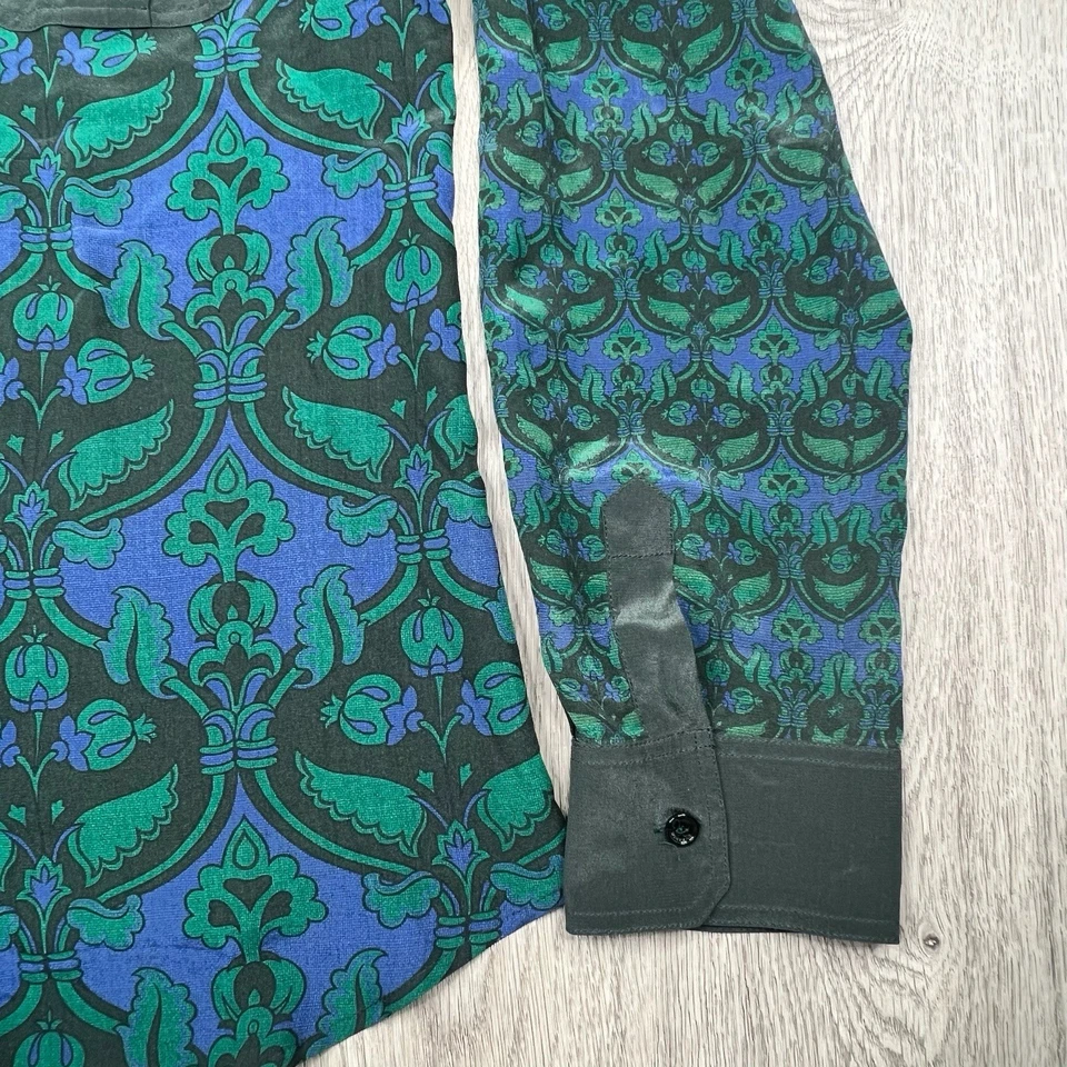 Blusa Camisa Weekend Max Mara Seda Paisley Floral Mujer Talla Xtra Grande Verde Foto 2 de 4