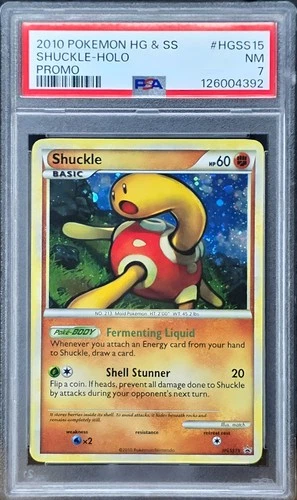 2010 POKEMON HEARTGOLD & SOULSILVER PROMO #HGSS15 SHUCKLE-HOLO PSA 7 *LOW POP*
