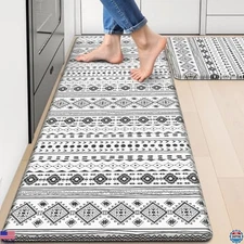 StepRite Kitchen Mats for Floor, Kitchen Rugs Sets of 2, Non-Slip Washable