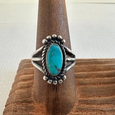 Native American Sterling Silver Turquoise Ring Size 8, Southwest Sterling Jewelr