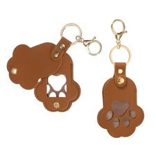 Pet Hair Keychain Cat Paw Shaped Keyring with Lobster Clasp Brown 2Pcs