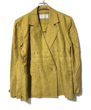 Yves Saint Laurent Linen Double Jacket Khaki M Button 90's Used