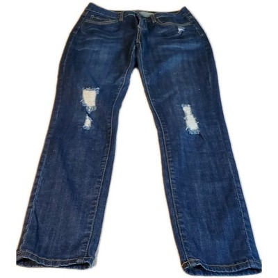 Boston Proper Women's Mid Rise Distressed Skinny Jeans Size 4 Blue