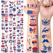 106 PCS 4Th of July Tattoos, Fourth of July Tattoos for Kids, Patriotic Temporar