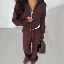 Knitted outerwear two-piece women's high-end casual temperament cotton set