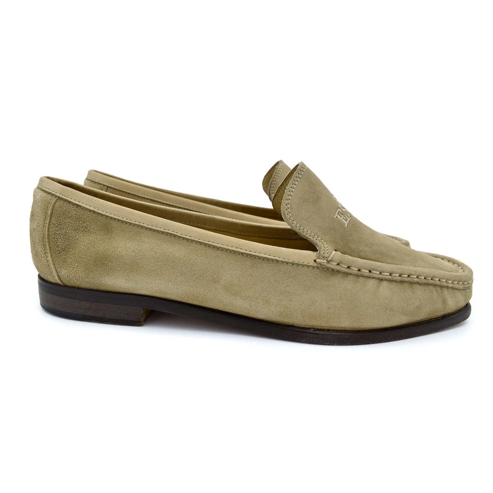 Escada $280 желтовато-коричневый/хаки замши повседневный подпись мокасины плоскостях sz 9,5, сделано в Италии - Изображение 2 из 4