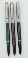 3 Wing Sung 2801 Aerometric Fountain Pens - Green, Burgundy & Black