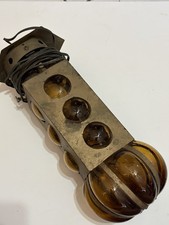 Vtg Amber Art Glass Lantern Hanging Chandelier Light - Architectural Salvage