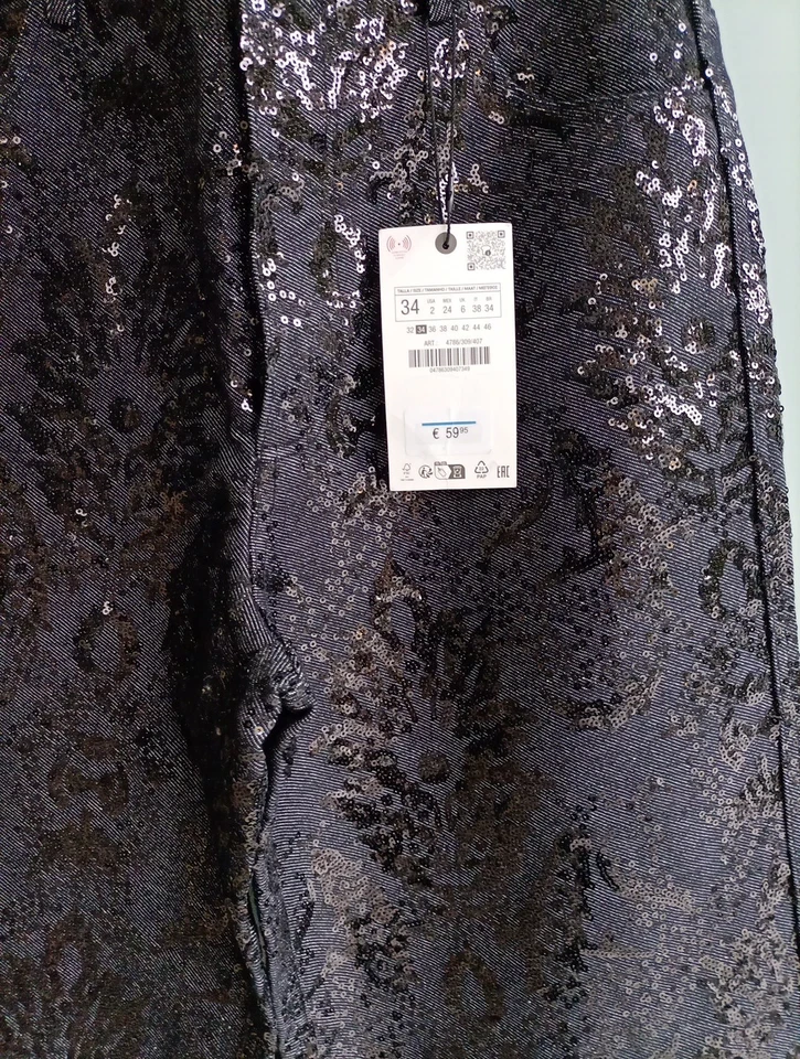 Zara   Jeans mit Pailletten Hose Gr. 34/36 Neu 59 E - Bild 2 von 4