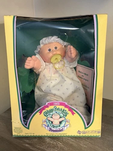 CABBAGE PATCH KIDS 1985 PREEMIE DOLL MARCH OF DIMES in Original Damaged Box