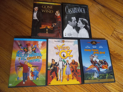 Gone with the Wind/Casablanca/Wizard of Oz/Willy Wonka/Chitty Chitty Bang Ba DVD