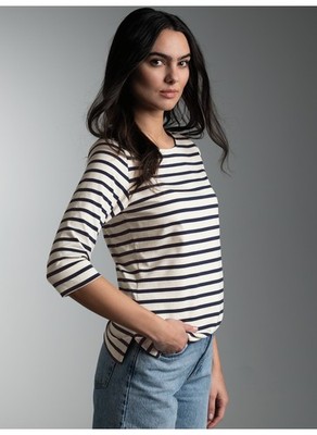 TRIGEMA 3/4 Arm T Shirt mit Ringelmuster ''Sail'' 537814126 NEU & OVP