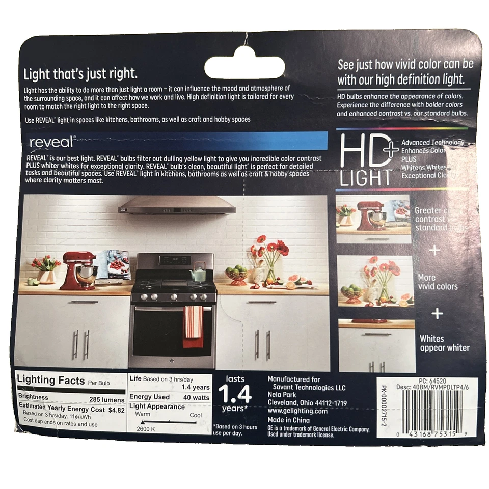 Ge Lighting 40w, 265 Lumen, Faceted, Ceiling fan Bulbs, 4 Bulbs Decorative B13 - Image 2 of 4